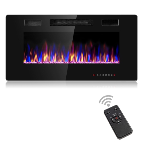TOPBUY  36" Recessed Electric Fireplace 750W/1500W Heater In Wall Remote Control W/timer Available Flame