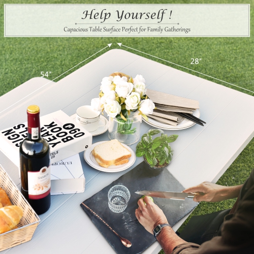 Patiojoy Outdoor Picnic Table Bench Set Patio Camping Table w/Steel Frame & Wood Texture Tabletop for Garden