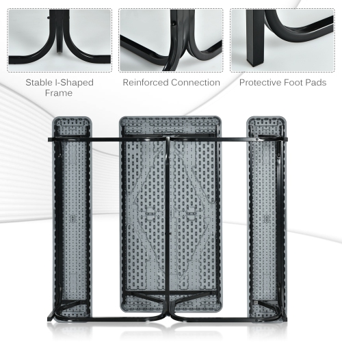 Patiojoy Outdoor Picnic Table Bench Set Patio Camping Table w/Steel Frame & Wood Texture Tabletop for Garden