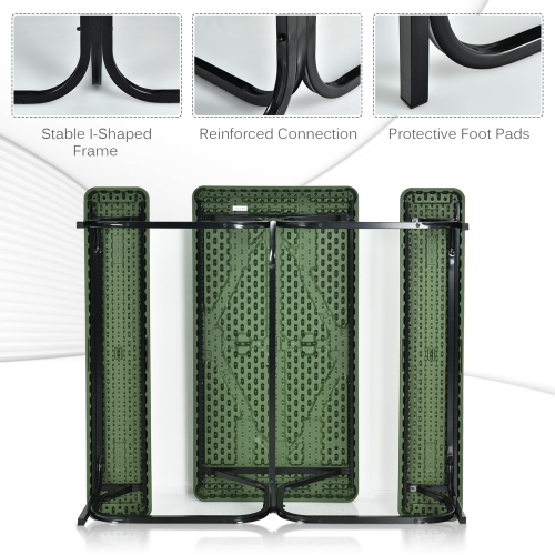 Patiojoy Outdoor Picnic Table Bench Set Patio Camping Table w/Steel Frame & Wood Texture Tabletop for Garden