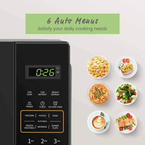 CM-M201K(BK) Countertop Microwave Oven with Express Cook, 6 Preset Menus and Kitchen Timer, 20L, 700W, Black