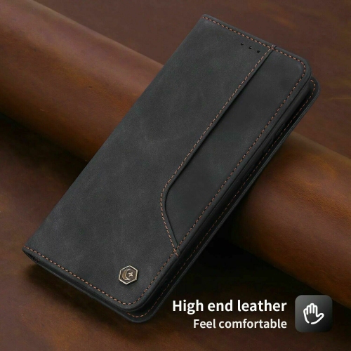 POLA Étui portefeuille en cuir synthétique souple avec support magnétique et emplacements pour cartes de crédit pour Samsung S22 Ultra