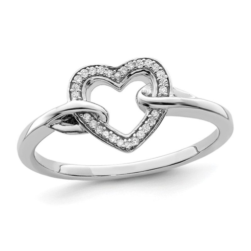 GEM AND HARMONY  1/20 Carat (Ctw) Diamond Heart Promise Ring In Sterling In Silver