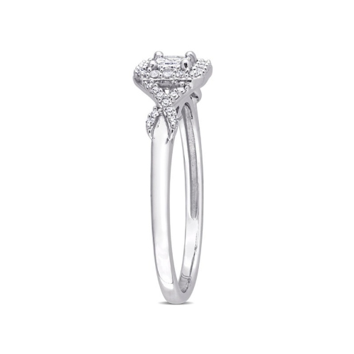 1/3 Carat Princess Diamond Engagement Halo Ring in 10K White Gold
