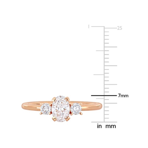 1.00 Carat Oval-Cut Three-Stone Diamond Engagement Ring in 14K Rose Gold