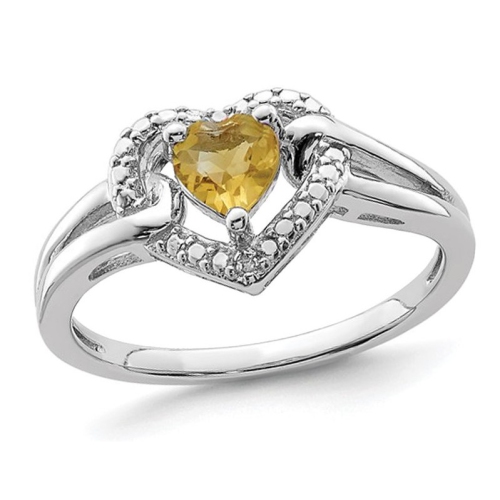 2/5 Carat (ctw) Whiskey Quartz Heart Ring in Sterling Silver