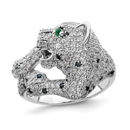 Sterling Silver Polished CZ Cheetah Ring