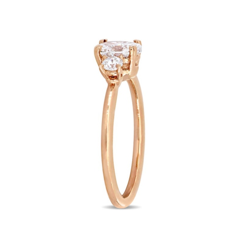 1.00 Carat Oval-Cut Three-Stone Diamond Engagement Ring in 14K Rose Gold