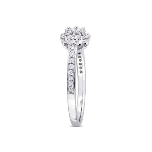 1/2 Carat Diamond Engagement Halo Ring in 14K White Gold