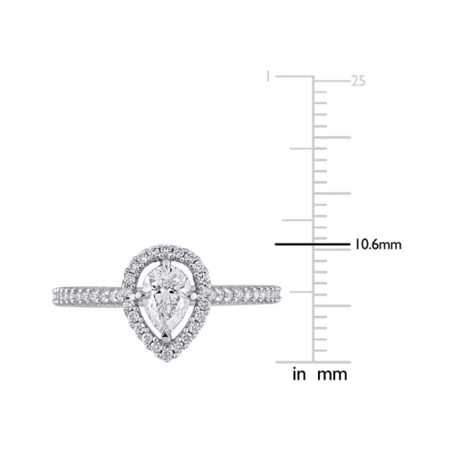3/4 Carat Diamond Pear-Cut Halo Engagement Ring in 14k White Gold