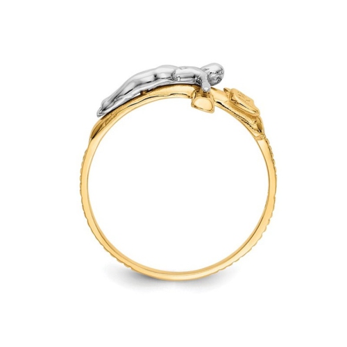 10K Yellow Gold INRI Crucifix Cross Ring