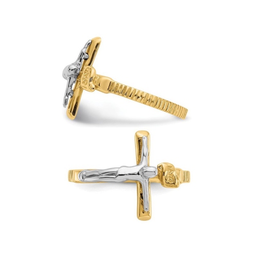 10K Yellow Gold INRI Crucifix Cross Ring