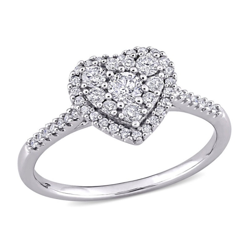 GEM AND HARMONY  1/2 Carat (Ctw I2-I3, H-I) Diamond Heart Engagement Ring In 10K Gold In White