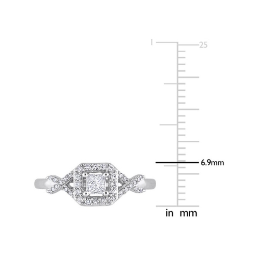 1/3 Carat Princess Diamond Engagement Halo Ring in 10K White Gold