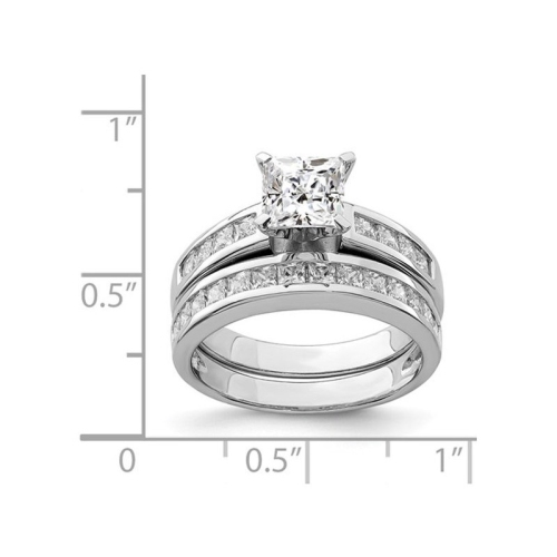 Sterling Silver Engagement Bridal Wedding Ring Set with Cubic Zirconia (CZ)