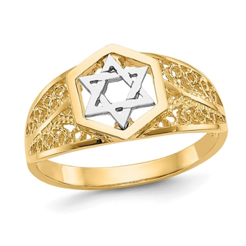 14K Yellow Gold Star of David Ring