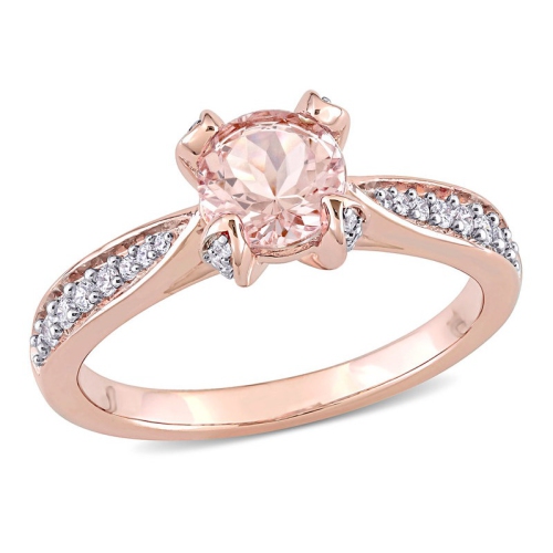 3/4 Carat (ctw) Morganite Engagement Ring in 14K Rose Pink Gold with Diamonds