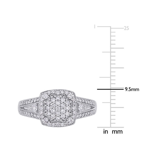 1/3 Carat Diamond Cluster Engagement Ring in 10K White Gold