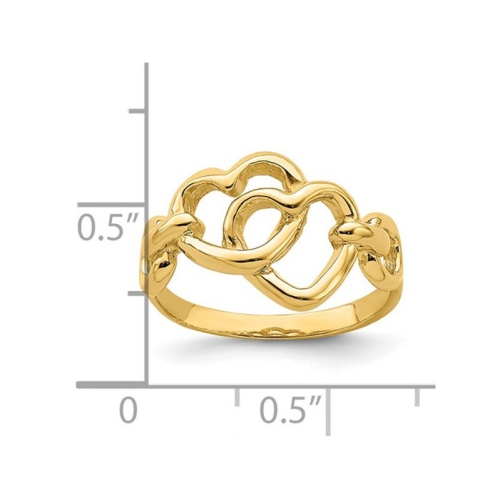 14K Yellow Gold Interlocked Heart Promise Ring