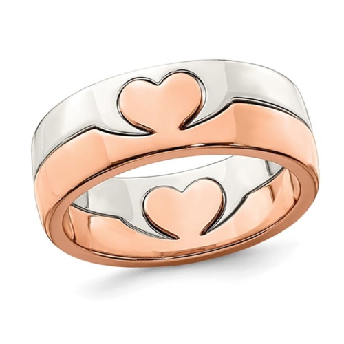 Rose Pink Plated Sterling Silver Heart Promise Ring