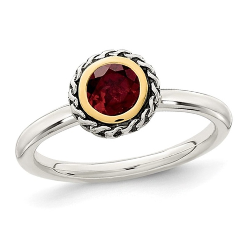 3/5 Carat (ctw) Red Garnet Solitaire Ring in Sterling Silver