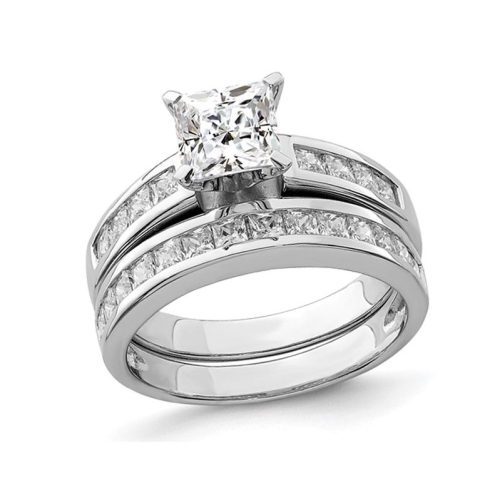 GEM AND HARMONY  Sterling Engagement Bridal Wedding Ring Set With Cubic Zirconia (Cz) (Cz) In Silver