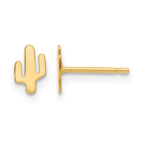 Small 14K Yellow Gold Polished Cactus Post Earrings