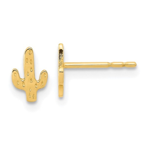 14K Yellow Gold Polished Cactus Post Earrings