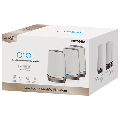 NETGEAR Orbi AXE11000 Quad-Band 16-Stream WiFi 6E Whole Home Mesh