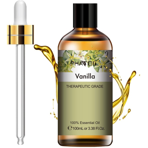 Vanilla Essential Oil, Pure Essential Oils for Aromatherapy, Diffuser, Soap Making, Candle Making, 3.38FL.OZ Large Volume Vanilla Oil with Glass