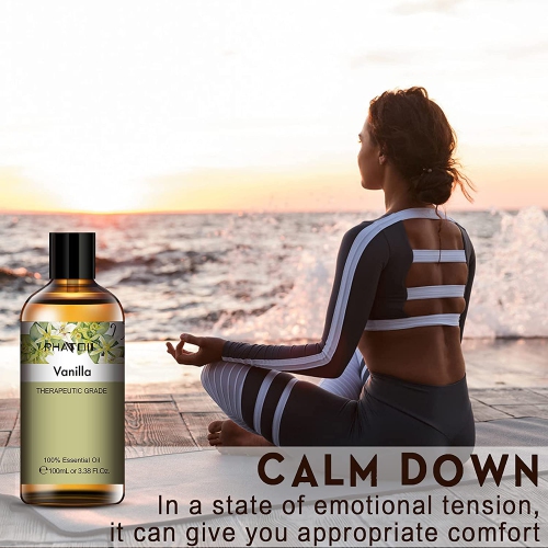 Vanilla Essential Oil, Pure Essential Oils for Aromatherapy, Diffuser, Soap Making, Candle Making, 3.38FL.OZ Large Volume Vanilla Oil with Glass