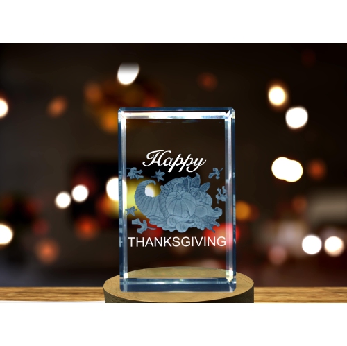 Thanksgiving 3D Gravé Cristal 3D Gravé Cristal Souvenir/Cadeau/Décor/Collection/Souvenir