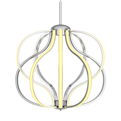 Luminaire suspendu moderne à intensité réglable Gymax à DEL plaquée chrome avec DEL blanc chaud