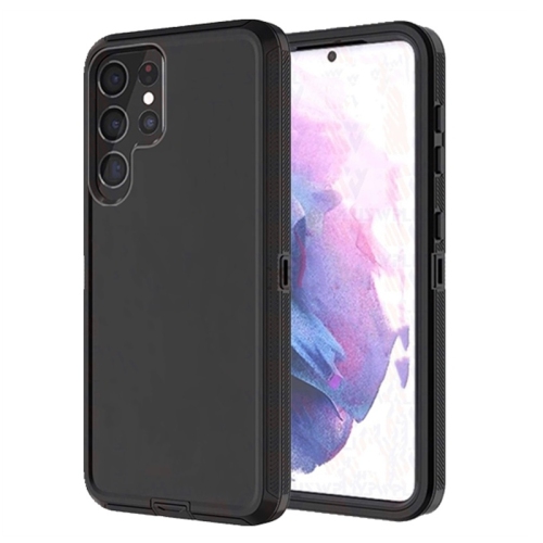 【CSmart】 Étui Coque rigide anti-chute triple 3 couches antichoc Heavy Duty Defender pour Samsung Galaxy S22 Ultra, Noir