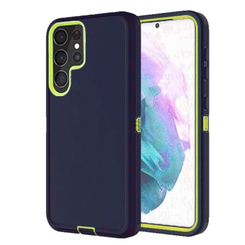 【CSmart】 Étui Coque rigide anti-chute triple 3 couches antichoc Heavy Duty Defender pour Samsung Galaxy S22 Ultra, citron vert