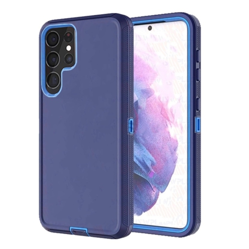 【CSmart】 Étui Coque rigide anti-chute triple 3 couches antichoc Heavy Duty Defender pour Samsung Galaxy S22 Ultra, bleu marine