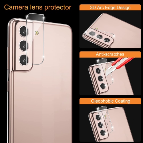 【Lot de 2】 Protecteur d'objectif d'appareil photo en verre trempé CSmart pour Samsung S22 Plus, Clair, compatible avec les étui