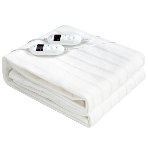 Couvre-matelas chauffant électrique Gymax pour lit simple/double/grand lit/très grand lit avec protection contre la surchauffe