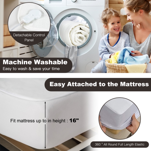 Gymax Electric Heated Mattress Pad Twin/Full/Queen/King Size w/ Overheat Protection