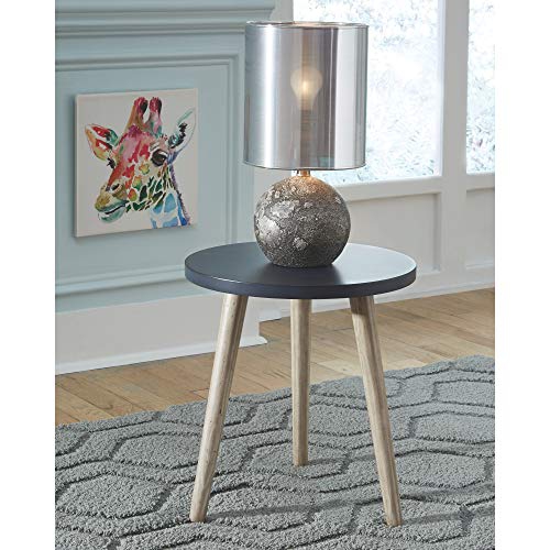 Signature Design by Ashley Fullersen Small Round Wood Accent Table, 18.5", Dark Blue