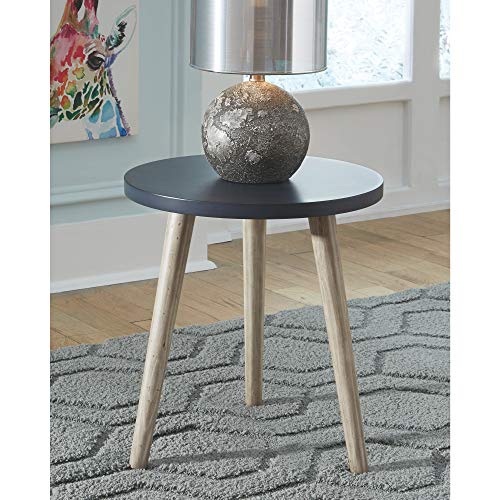 Signature Design by Ashley Fullersen Small Round Wood Accent Table, 18.5", Dark Blue