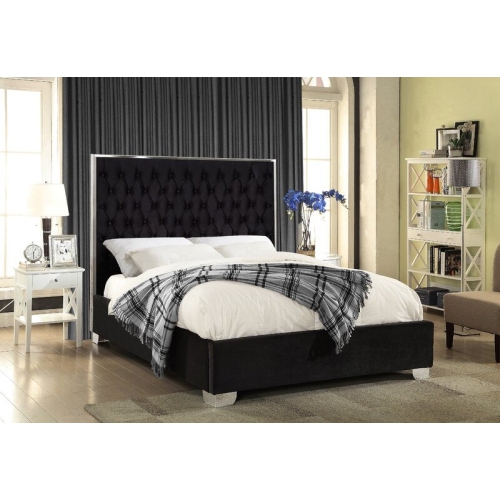 INFINITE IMPORTS  – Viola Bed Queen Size Velvet (Black)