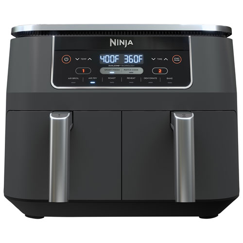 Ninja Foodi 6-in-1 Dual Zone Air Fryer - 7.57kg/8Qt - Black - English