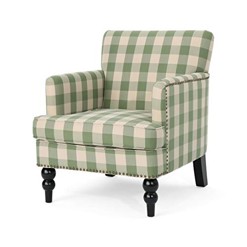GREAT DEAL FURNITURE  Eve Tufted Fabric Club Chair Checkerboard In Green