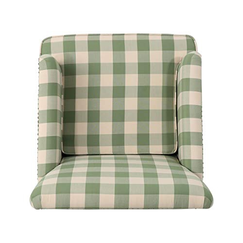 Eve Tufted Fabric Club Chair, Green Checkerboard