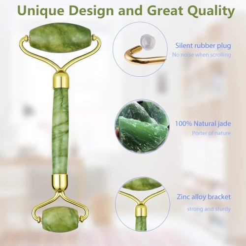 Jade Roller Set Of 5 Facial Massage Real Jade Skin Care Anti Wrinkle Firm Lifting Glow