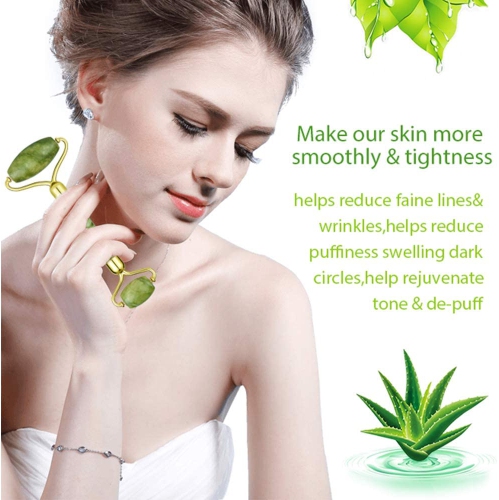Jade Roller Set Of 5 Facial Massage Real Jade Skin Care Anti Wrinkle Firm Lifting Glow