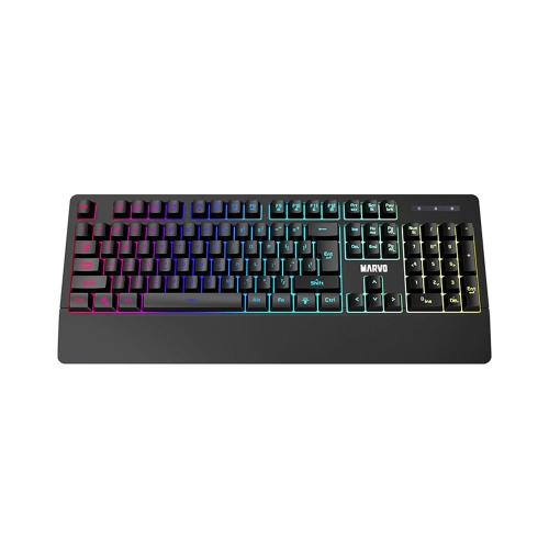 Marvo K635 Wired Membrane 104key Rainbow backlighting, 6 lighting modes with ergonomic palm