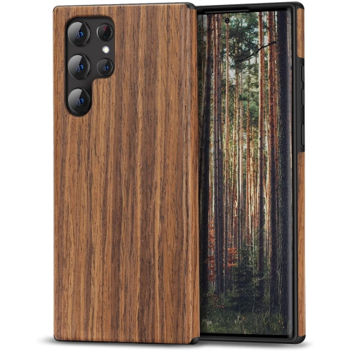 Samsung Galaxy S22 Ultra Case Wood Grain Outside Design TPU Hybrid Case