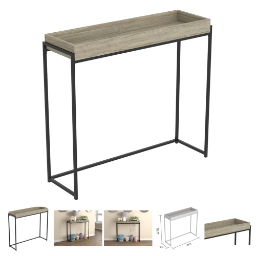 Bebelelo 39.5"L Modern Design Console Table with Sunken Tray, Dark Taupe